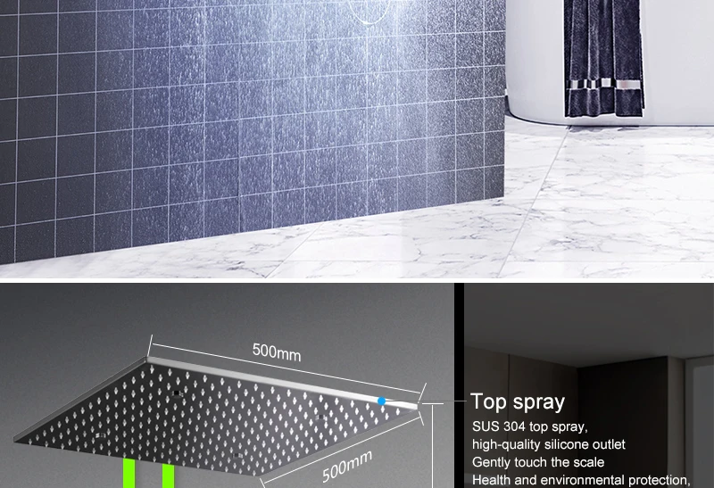 Luxury 20 Inches High Flow Stainless Steel Ceiling Shower Heads Thermostatic Mixer LED Shower Faucet (13)