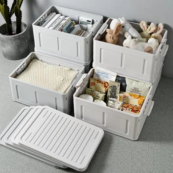 

Large Capacity Storage Box Folding Plastic Storage Oragenizer For Clothes Toy Food Sundries Stackable Boxes for Storage