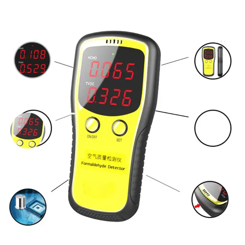 

Portable LCD Digital Dioxide Meter CO2 Monitor PM2.5 Indoor Air Quality Formaldehyde Detector