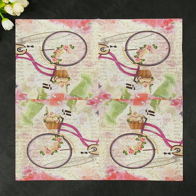 20 винтажных салфеток бумажных салфеток с розовым цветком бабочкой и велосипедом декупаж салфеток Свадебный декор стола носовой платок