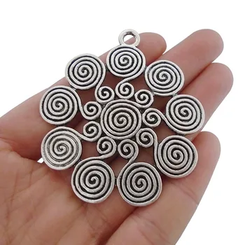 

2 x Large Swirl Spiral Vortex Charms Pendants for Necklace Jewelry Making Findings 62x56mm