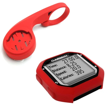 

31.8mm Bicycle Computer Handlebar QuickView Red Mount Bracket + Protect Rubber Red Case for Garmin Edge 20 / Edge 25