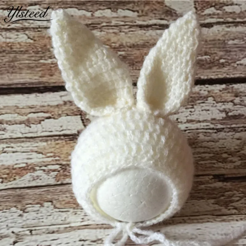 

Cute Baby Rabbit Ears Hat White Color Crochet Baby Winter Cap Mohair Hat Infant Bonnet for Photoshoot Newborn Photography Props