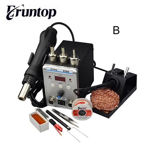 

New 10/220V Eruntop 8586 2in1 Electric Soldering Iron +Hot Air Gun SMD Rework Station