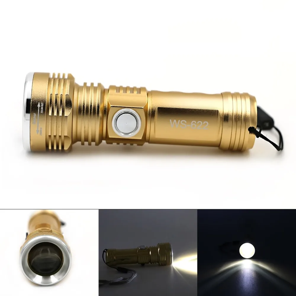 Gold USB LED Torch Charger Flashlight Pocket Rechargeable LED Light