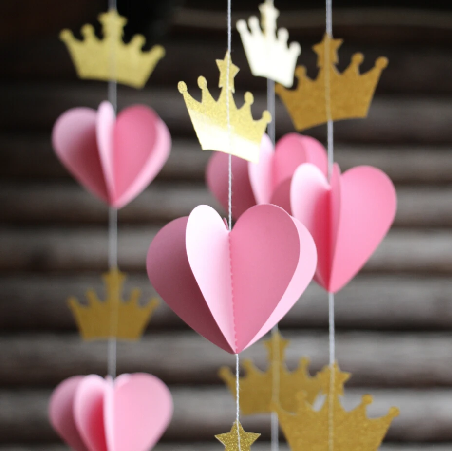 Princess Tiara Garland Pink and Gold Nursery Decor Crown Bunting Photo