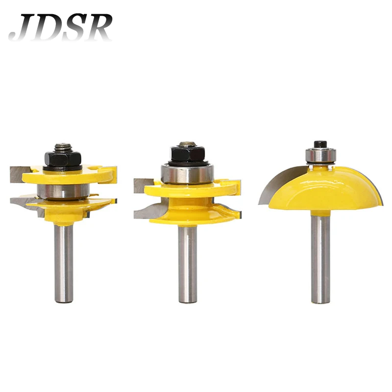

JDSR 3Pcs 8mm Shank Carbide Router Bit Set Ogee Raised Panel and Rail & Stile Woodworking Tenon Milling Cutter Woodworking Tools