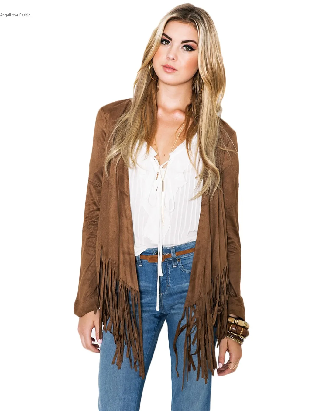 

Fashion Jacket Women Long Sleeve Cardigan Coat Tassel Fringed Open Stitch Casual Jacket Ladies Spring Autumn Outerwear