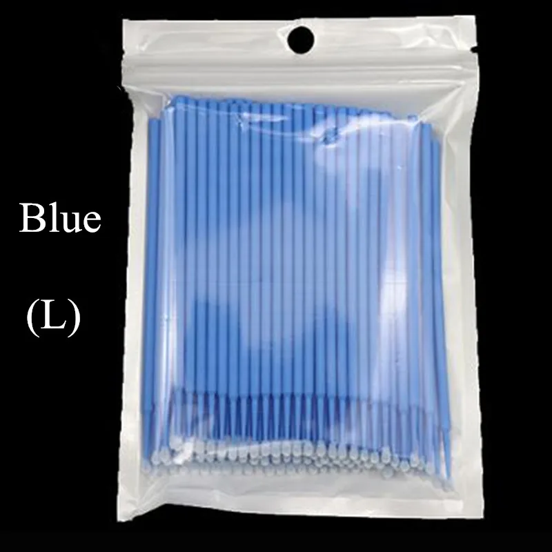 100 шт Одноразовые кисти для макияжа, клей для очистки ресниц, карандаш для наращивания ресниц, прочные микроиндивидуальные аппликаторы - Handle Color: Blue (L)