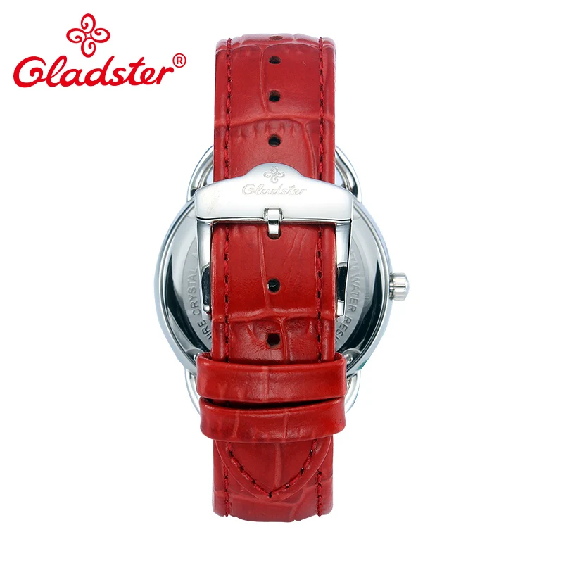 Женские кварцевые часы Gladster из нержавеющей стали зеленого и красного цвета с