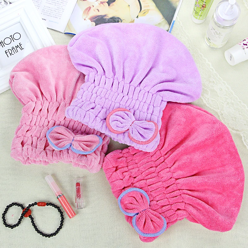 EHEH New Home Textile 5 Colors Quick Dry Hair Hats Bathroom Coral Velvet Shower Cap Super soft and Comfortable Hair Towel EH016