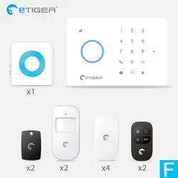 ETiger S3B Беспроводной домашней безопасности GSM сигнализация Системы IOS приложение для Android удаленного Управление rfid-карты PIR Сенсор двери