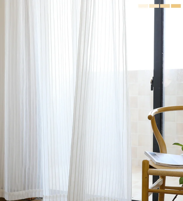 CITYINCITY Striped Tulle Curtains For livingroom White Luxury Drape Curtain for Kitchen Bedroom ready made curtain Customized01