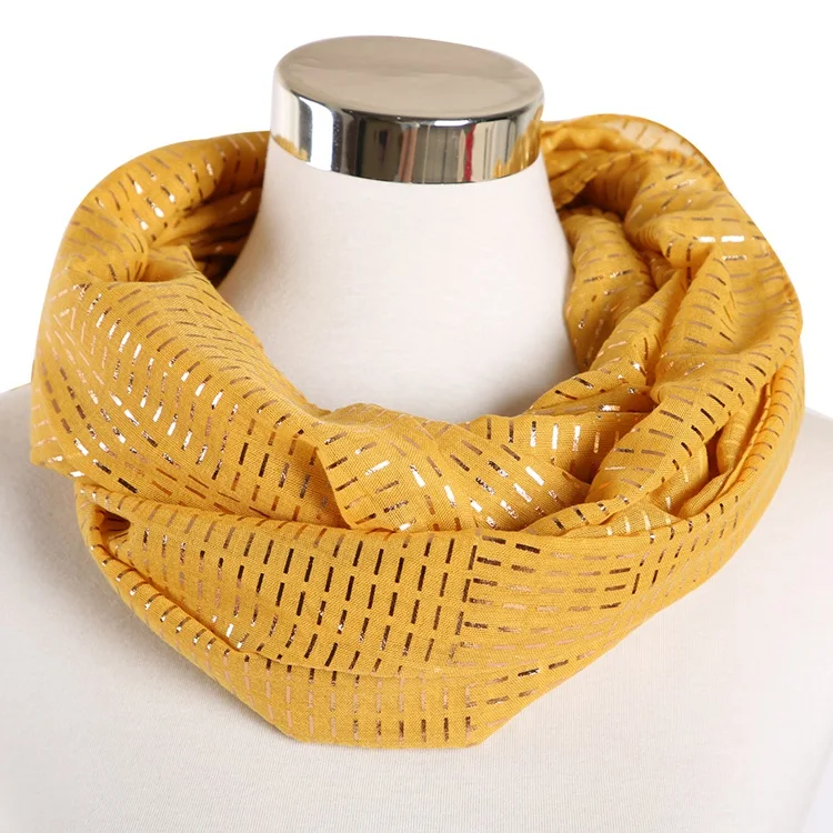Yellow Loop FOXMOTHER дизайн Foulard Femme Leightweight Фольга Золотой плед полосатый принт зажим для шарфа снуд женские подарки - Цвет: Yellow Loop