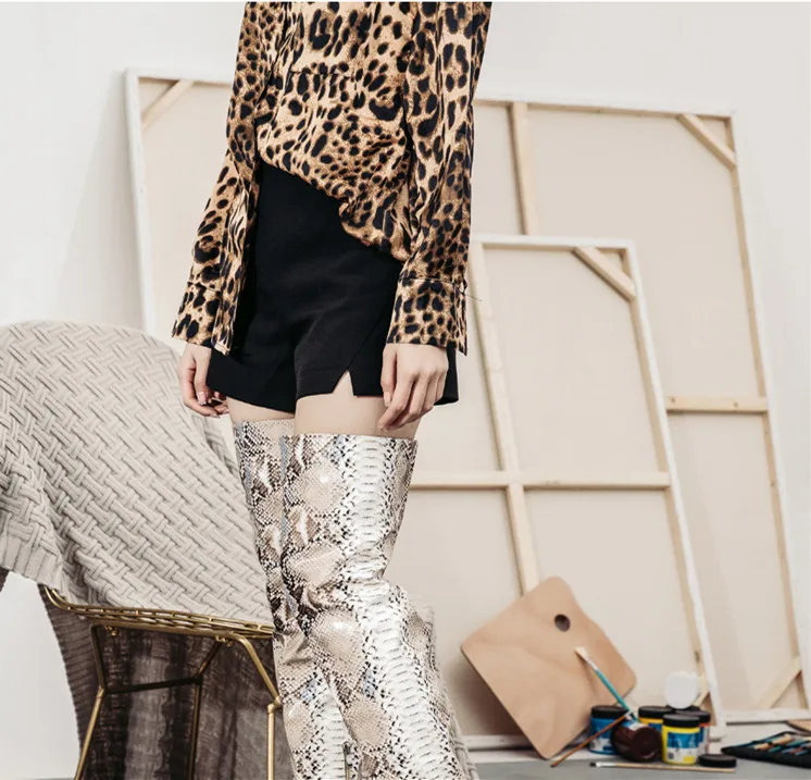 as Serpent As Bout Picture De Femmes Bottes Catwalk Longues Femme Cuisse Mode Picture La Motif Pointu Chaussures Sexy Discothèque Haute Talons Fu3KcTl1J