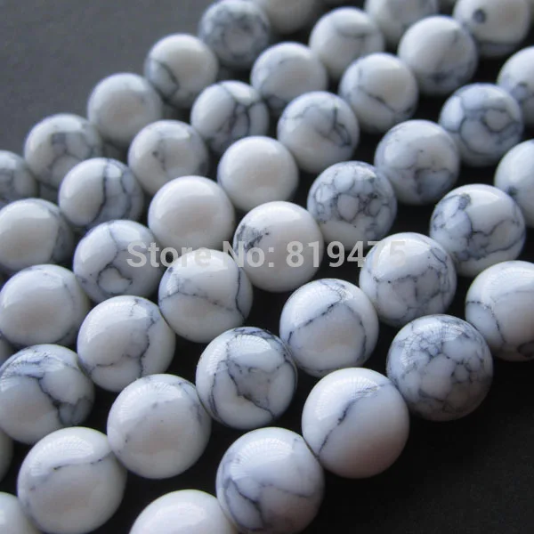 

6 8 10mm Synthetic Stonebeads Round White Color Howlite Fashion beads for jewelry making