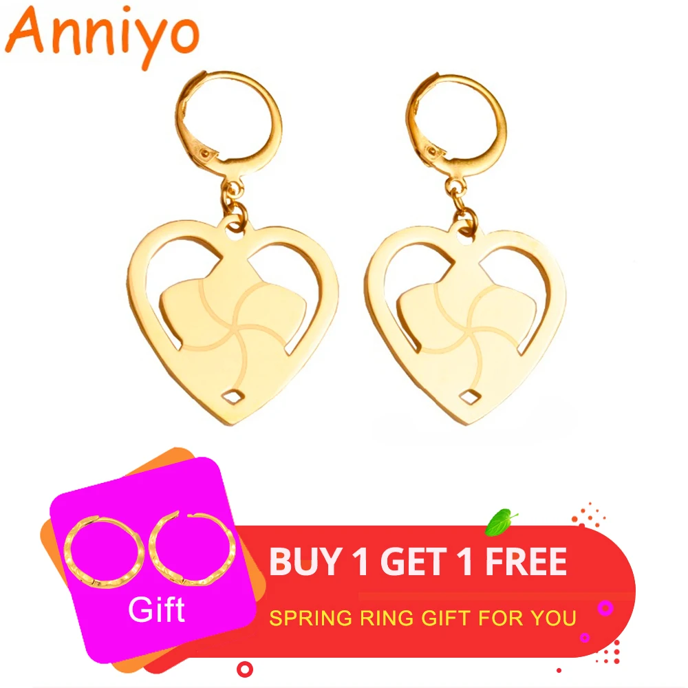 

Anniyo Heart Flower Earrings Women Girls Trendy Stainless Steel Metal Jewelry Gifts Kiribati #033521