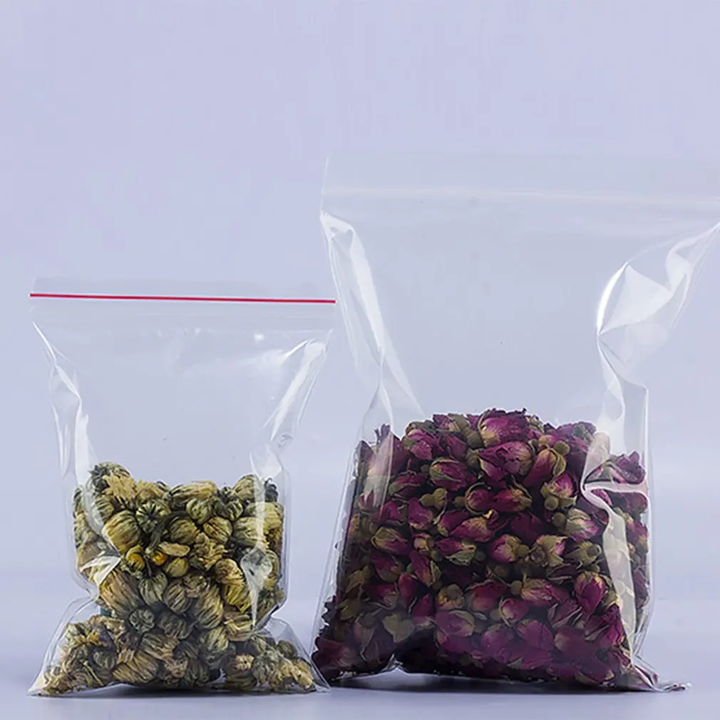 100 шт./компл. прочный Применение прозрачный ювелирные изделия мешки Ziplock молния и застежка-молния Lock закрывающимися Пластик поли прозрачные Кондитерские мешки сумка для хранения