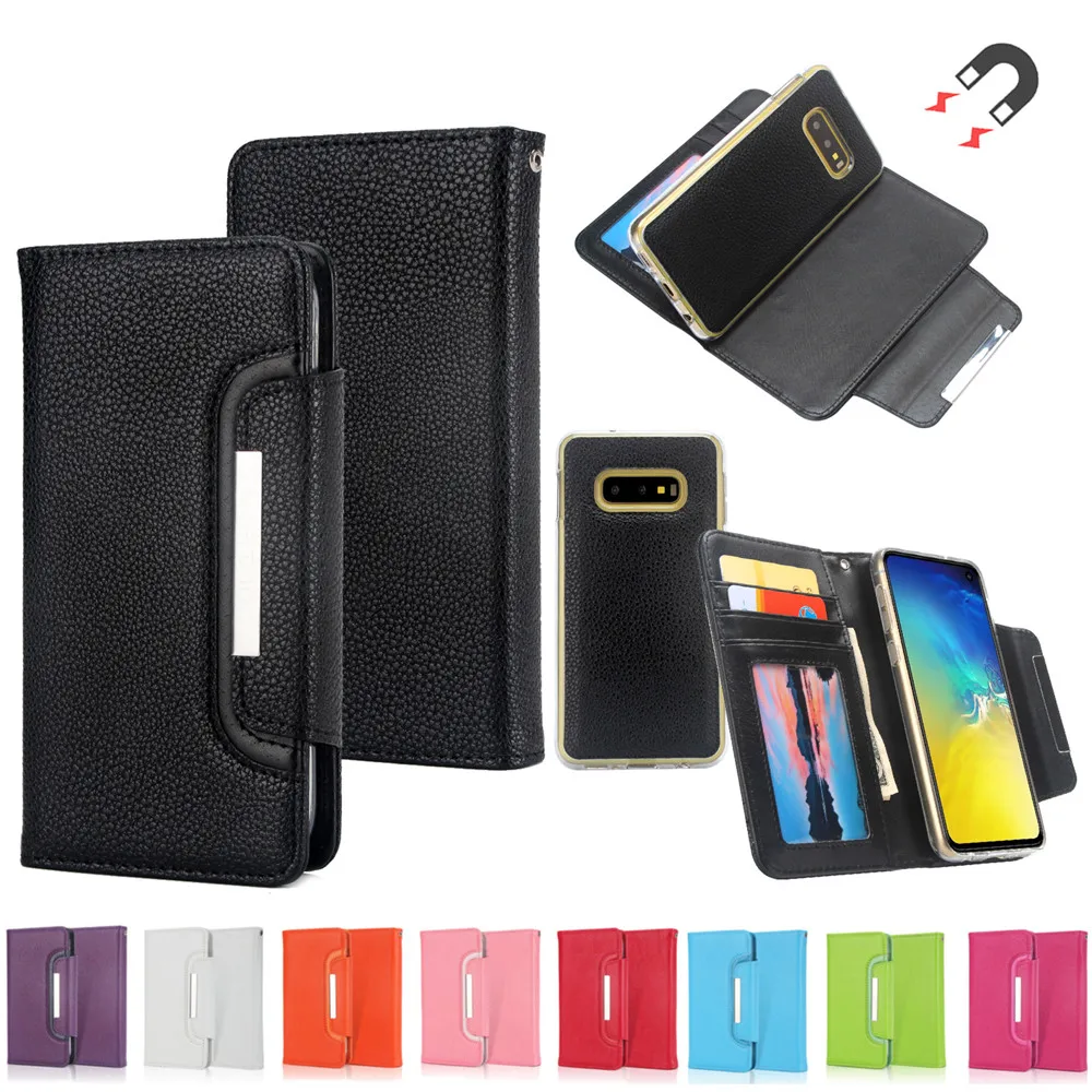 

For Samsung Galaxy S10 Plus S10E Magnetic Detachable 2 in 1 Multi-functional Synthetic Leather Wallet Card Holders Cover Case
