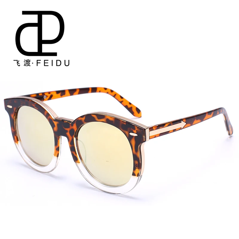 FEIDU брендовые дизайнерские солнцезащитные очки «кошачий глаз» солнцезащитные очки Для женщин UV400 зеркальная стрела солнцезащитные очки для женщин Oculos lunette de soleil Gafas с коробкой - Цвет линз: Leopard