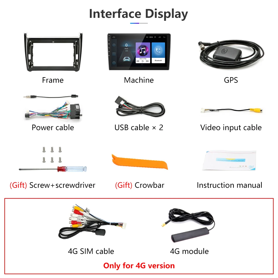 Cheap Jansite 9" Car Multimedia Player for Volkswagen Polo Reverse Camera touch screen 4G network 1024*600 Steering Wheel Control WIFI 22