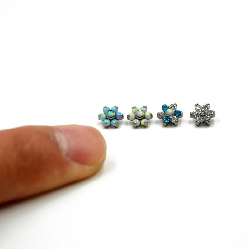 1Pcs G23 Titanium Prong Set Fire Opal Ear Tragus Cartilage Studs Helix Tragus Piercing Barbell Body Jewelry Stud Earring - Image 4