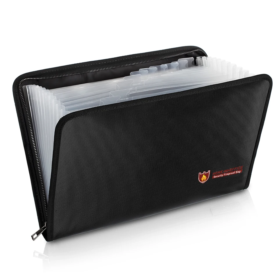 Document Bag With Lock, TOPGOOSE Waterproof Fireproof Document Bag With 2 Pack Money Bags Document Safe Portable Travel Home Organizer Box For Import