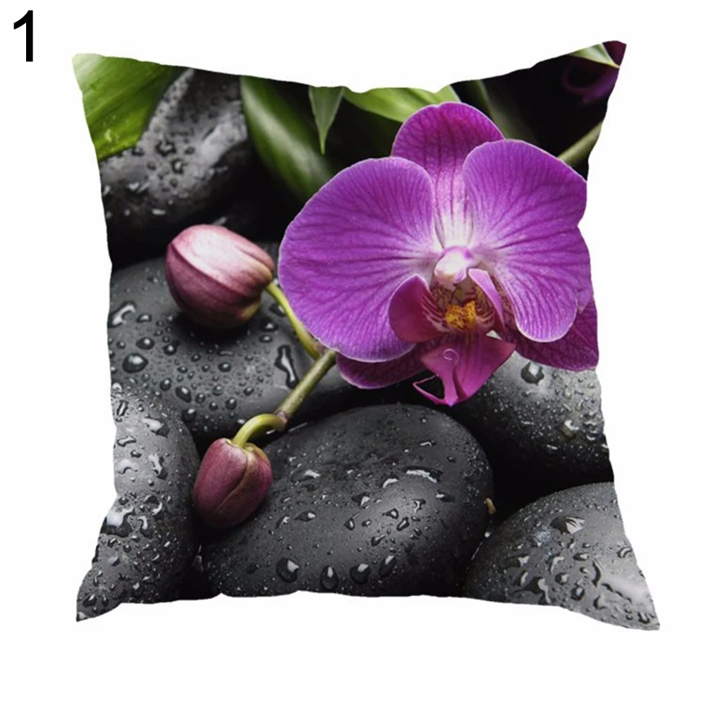

Orchids Stone Print Home Decorative Throw Vintage Square Shape Pillow Case Cover