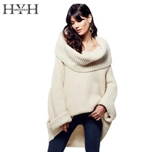 HYH HAOYIHUI Women Sweater Long Sleeve Loose Elegant Streetwear Pullover Autumn Winter Asymmetrical Knitted Casual Sweater openwork asymmetrical sweater