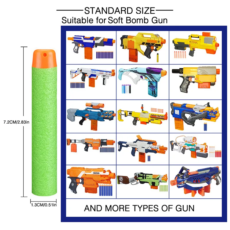 100 шт. 7,2 см EVA Мягкая Пуля для пневматики военные присоски Dart Стандартный полая голова Nerf N-strike Elite серии для Детское игрушечное ружье