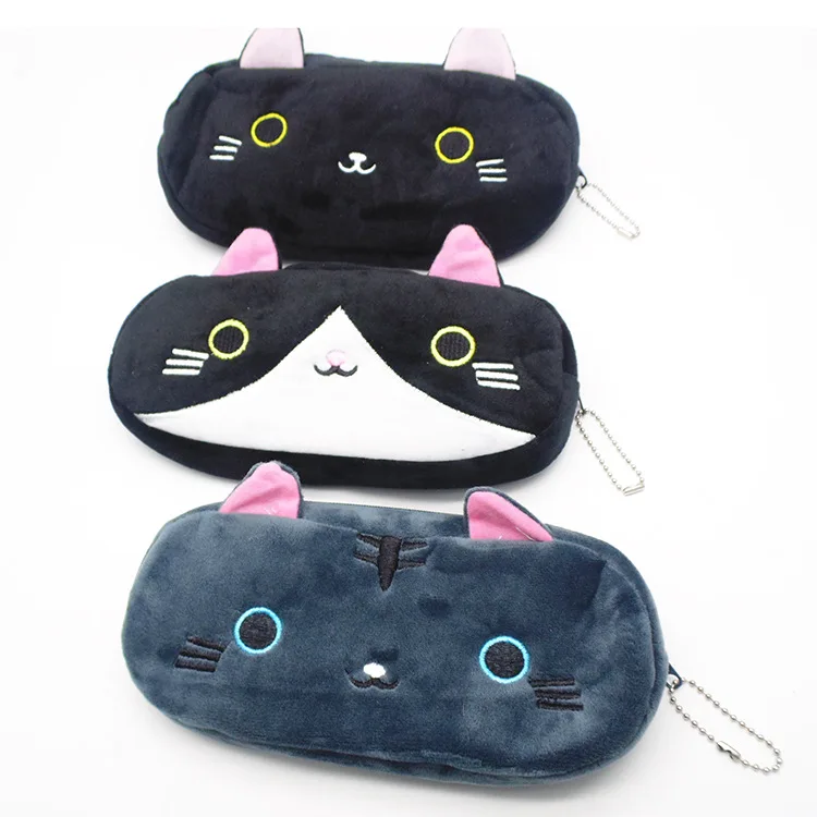 Plush Pencil Case School Supplies For Girls Stationery Office Cute Kawaii Cartoon Cat Pen Bag pouch kits Kids Gift Makeup bag (2)