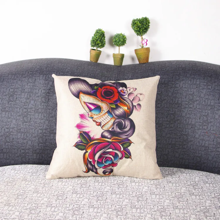 

Halloween Skull Seat Cushion Without Core Decorative Throw Pillows Decorate Skull Pillowcase 18x18 inches