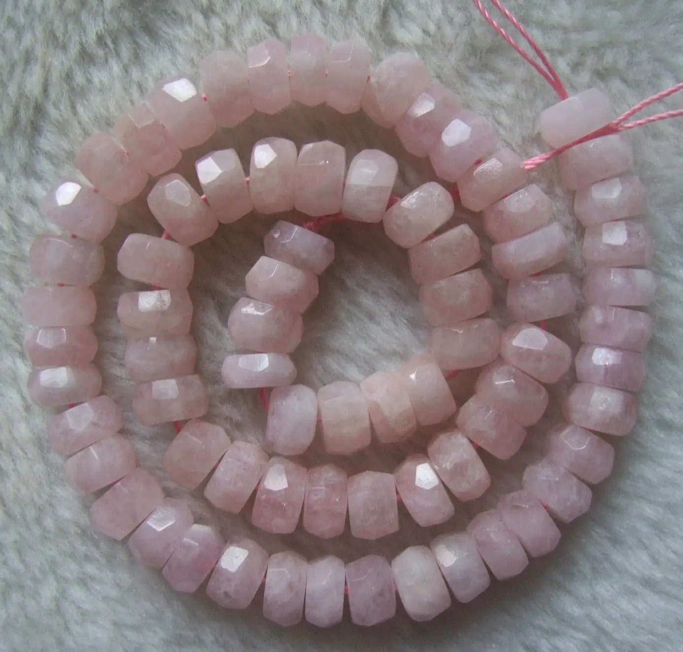 

6x9mm Natural Pink Morganite Faceted Rondelle Loose Beads 16Inch