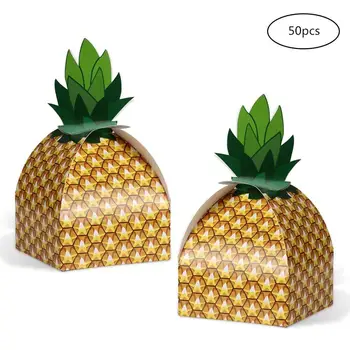 

HobbyLane 50Pcs Pineapple Pattern Hawaii Candy Bag for Party Storage Decor