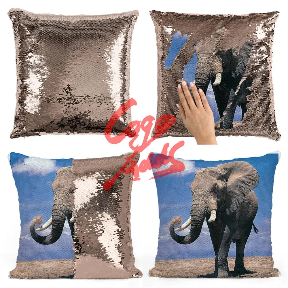 Слон два тона с блестками на диванные подушки для дома декоративная наволочка