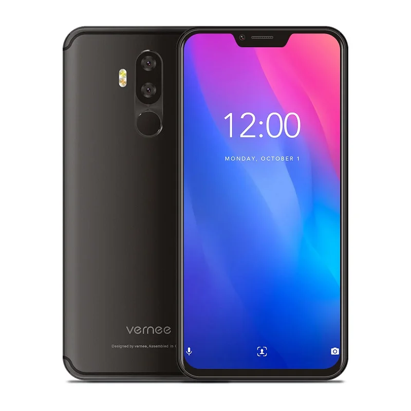 Vernee M8 Pro 6," Нотч Экран 6 ГБ Оперативная память 6 4G B Смартфон Android 8,1 двойной 4G AI двойной Камера беспроводной Быстрая зарядка сотового телефона - Цвет: Black