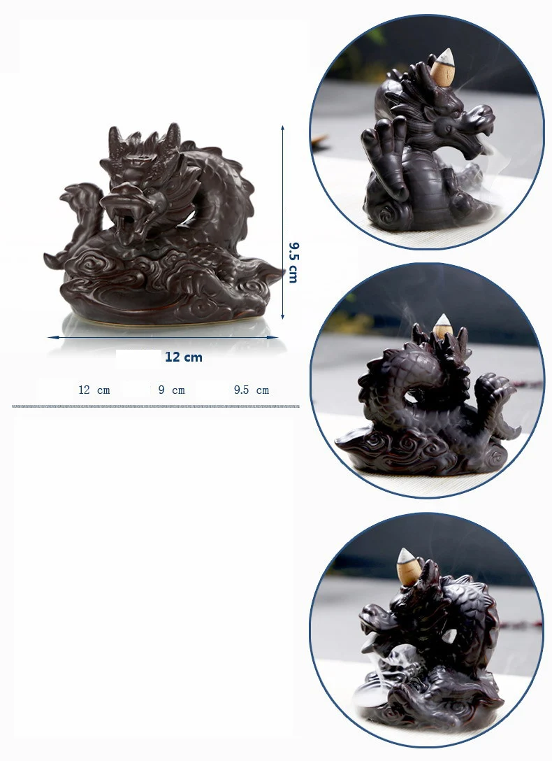 Горелка для благовоний с обратным потоком, традиционный китайский дракон с 20 шт конусами, фарфоровый домашний декор, держатель для благовоний, орнамент, Прямая поставка