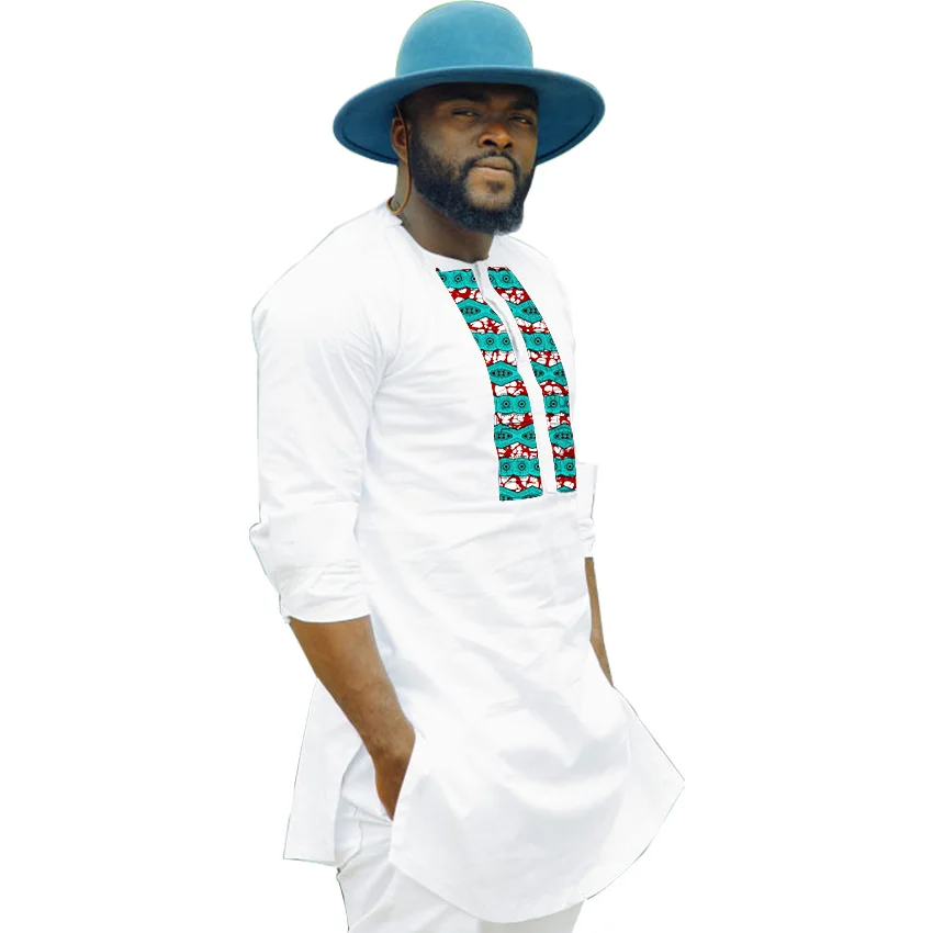African font b mens b font tops traditional dashiki clothes africa print white cotton fabric patchwork
