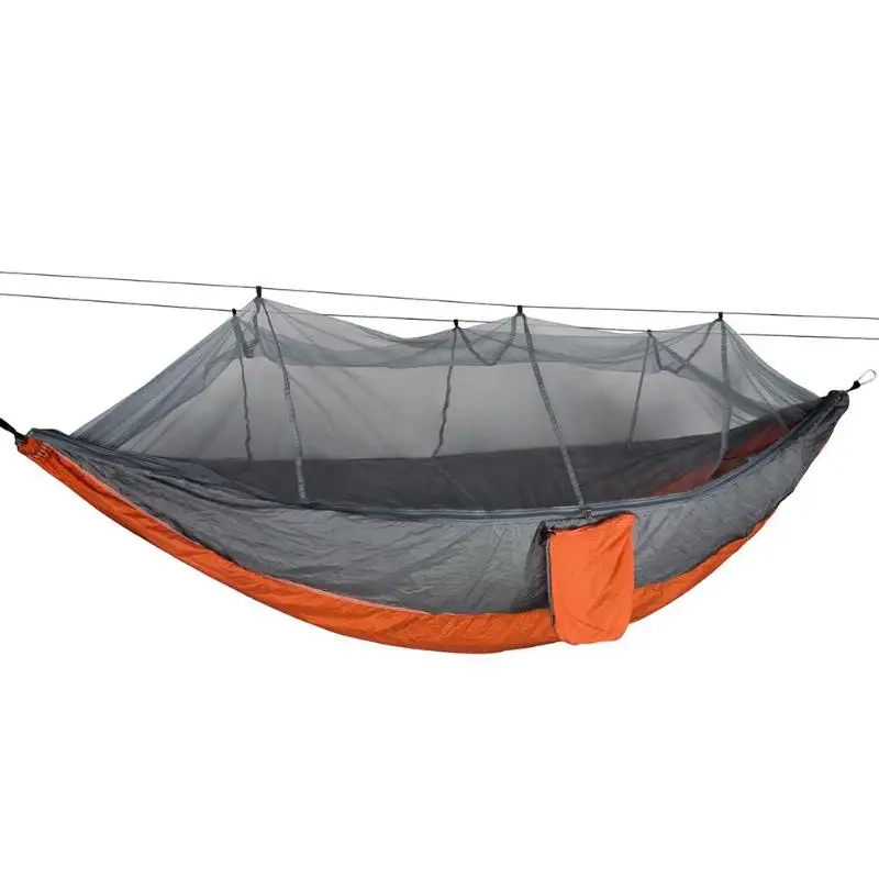 Одиночный двойной гамак для взрослых, для активного отдыха, для путешествий, выживания, охоты, спальная кровать, тканевая палатка+ москитная сетка, для кемпинга на открытом воздухе - Цвет: 26x14cm