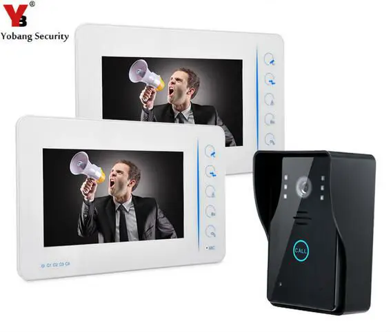 

YobangSecurity 1-Camera 2-Monitor 7" Video DoorPhone Video Intercom Home Doorbell System IR Night Vision Hands Free intercom