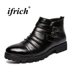 Весна осень модные повседневные ботинки мужские черные на молнии мужские ботинки Резиновая подошва бренд ботинки в деловом стиле мужские