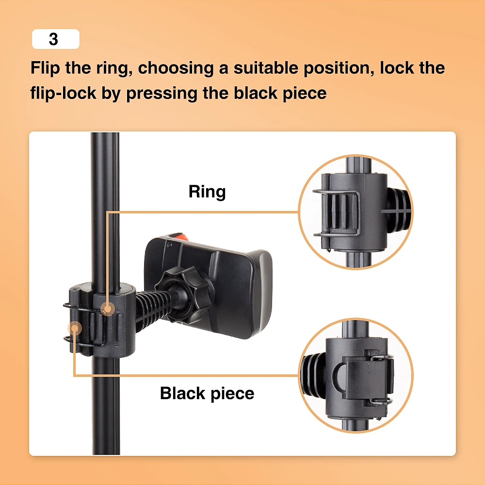 Yizhestudio Adjustable Phone Holder Clip with clamp for ring light stand selfie lamp video live 3.5-5.7-inch phone stand