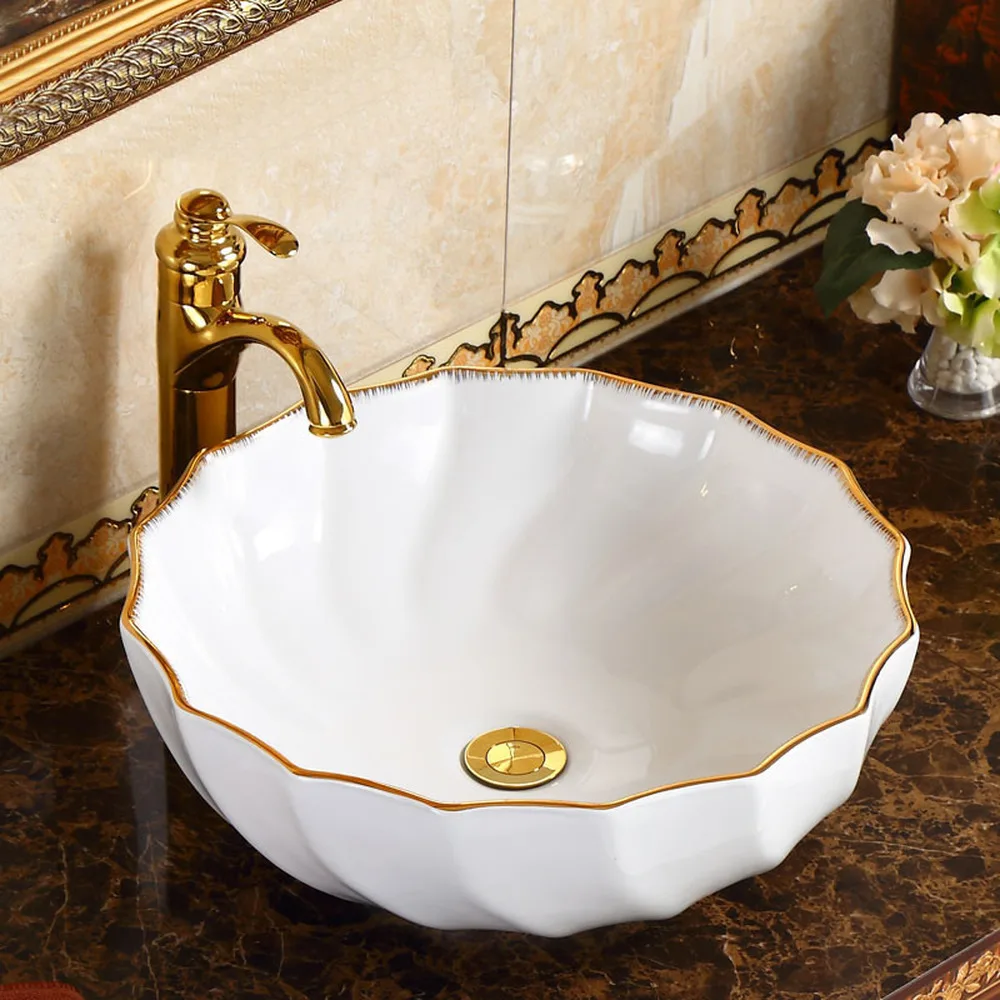 

Bathroom Above Counter Basin Round Art Basin Modern Simple Household Bowl Ceramic Washbasin Washbasin LO622149