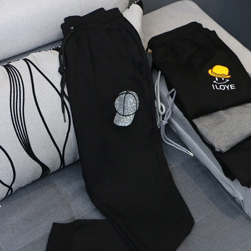 e outono moletom Lazer Moda Calças Elástico