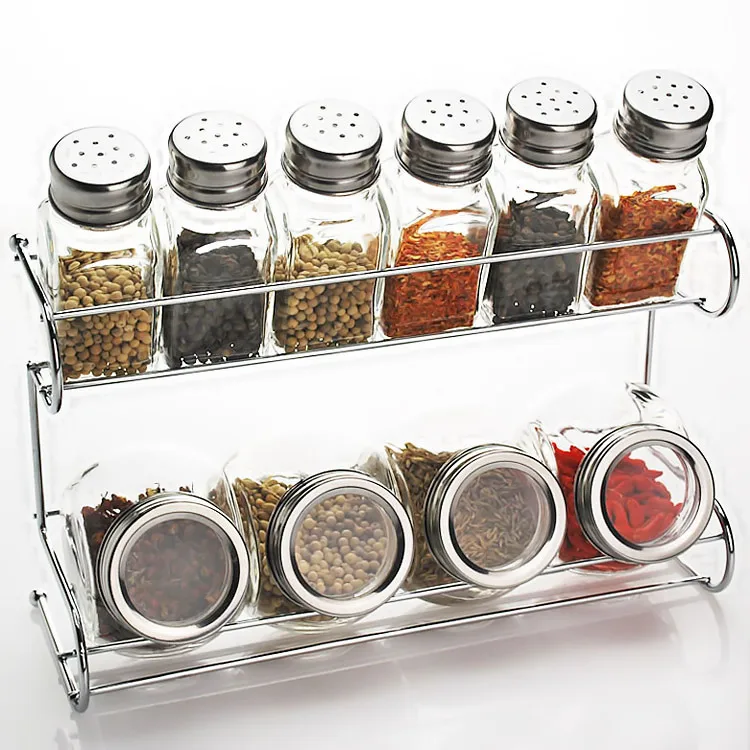 Glass 10 set kitchen supplies spices spice jar a variety of 2 shelf