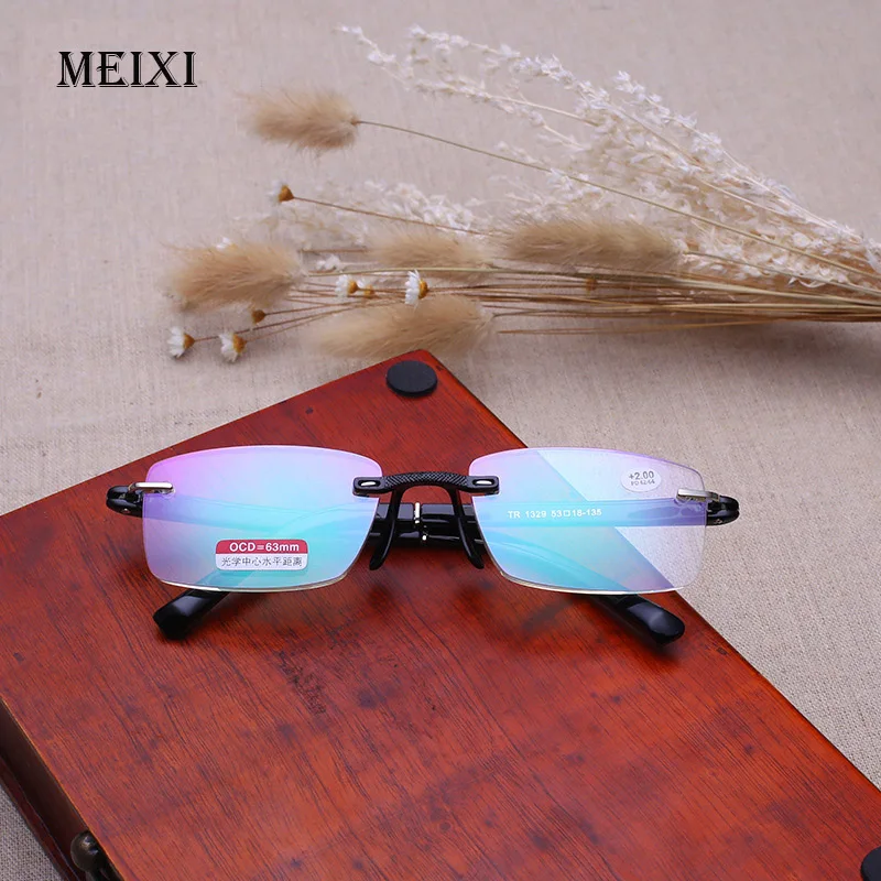 

Rimless Metal Frame Aspherical Resin Ultralight Hmc Coating Reading Glasses boxed Women Men Eyewear +1.0 1.5 2 2.5 3 3.5 4