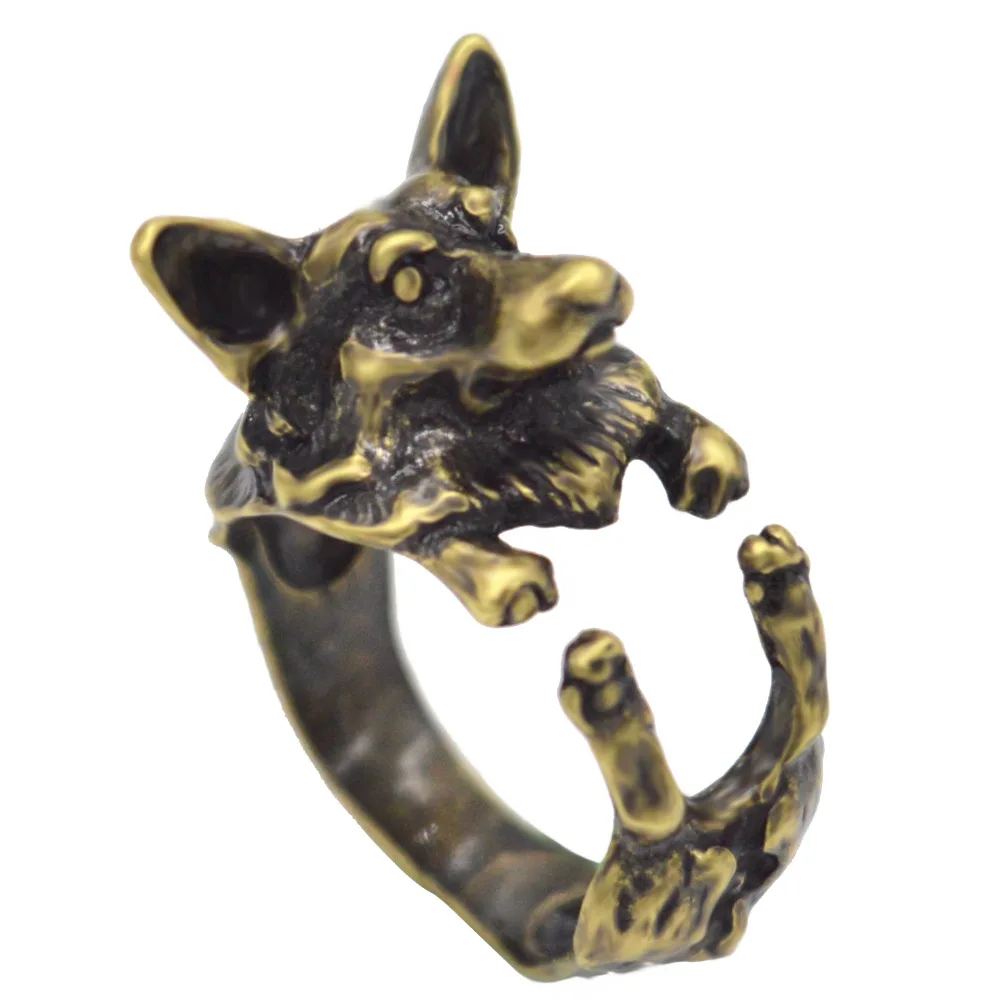 Kinitial 10Pcs Handmade Corgi Rings for Women Wolf Ring Anillos Mujer Love fashion rings Zinc Alloy | Украшения и аксессуары