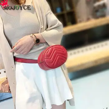 

2018 Female PU Leather Waist Packs Fanny Oval Shoulder Zipper Travel Crossbody Bag Purse Luxury Handbags Women Bags Designer
