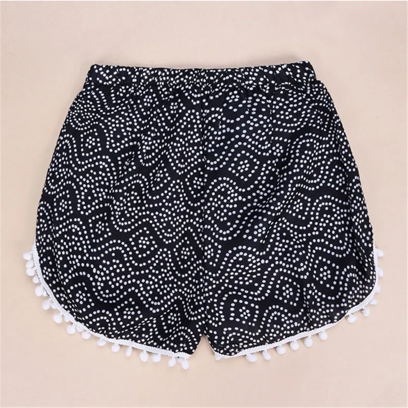 NEW 2016 Summer Fashion Women Shorts Floral Pom Pom Hem Shorts Mid Elastic Waist Beach Casual Shorts 2 Color Size M L XL NEW 2016 Summer Fashion Women Shorts Floral Pom Pom Hem Shorts Mid Elastic Waist Beach Casual Shorts 2 Color Size M L XL