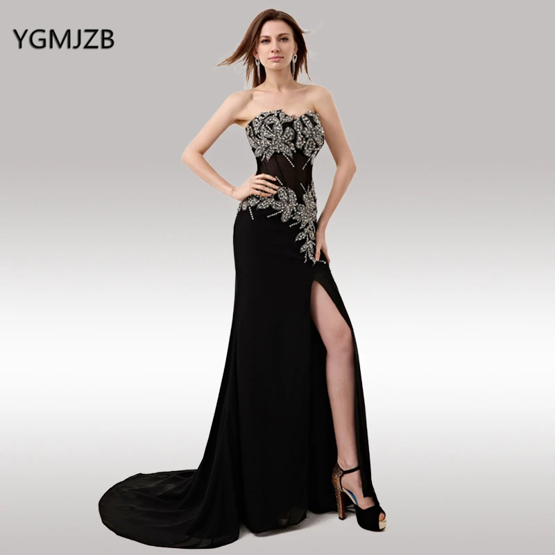 backless black evening dress